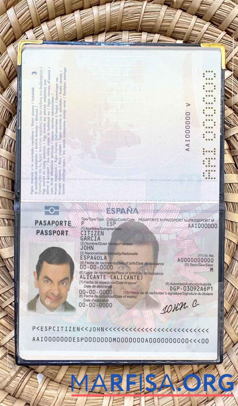 Downloadable Spain till 2015 passport photo look template